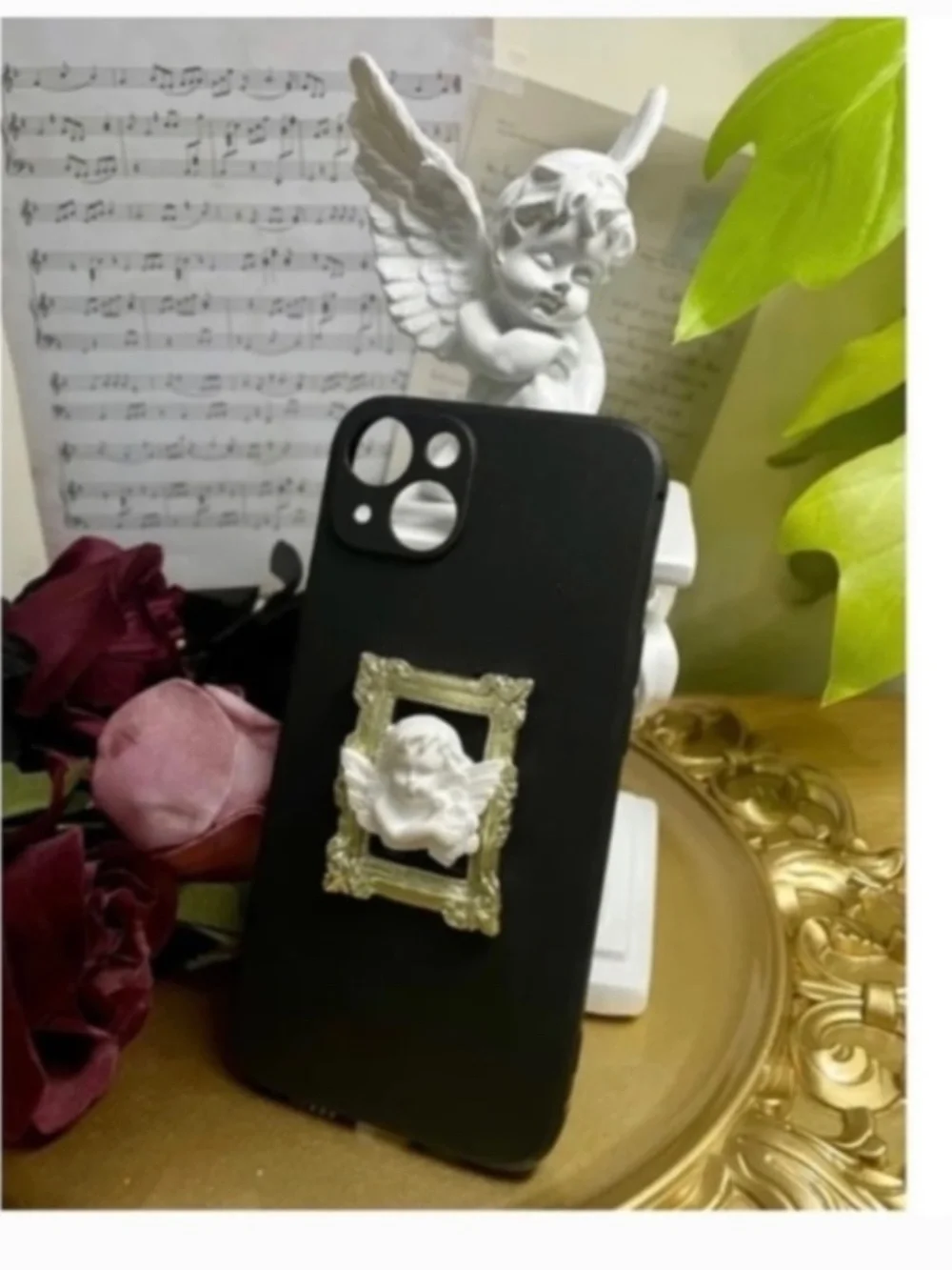 3 items.iPhone 13 Baroque butterfly and angel iPhone Case, Handmade case